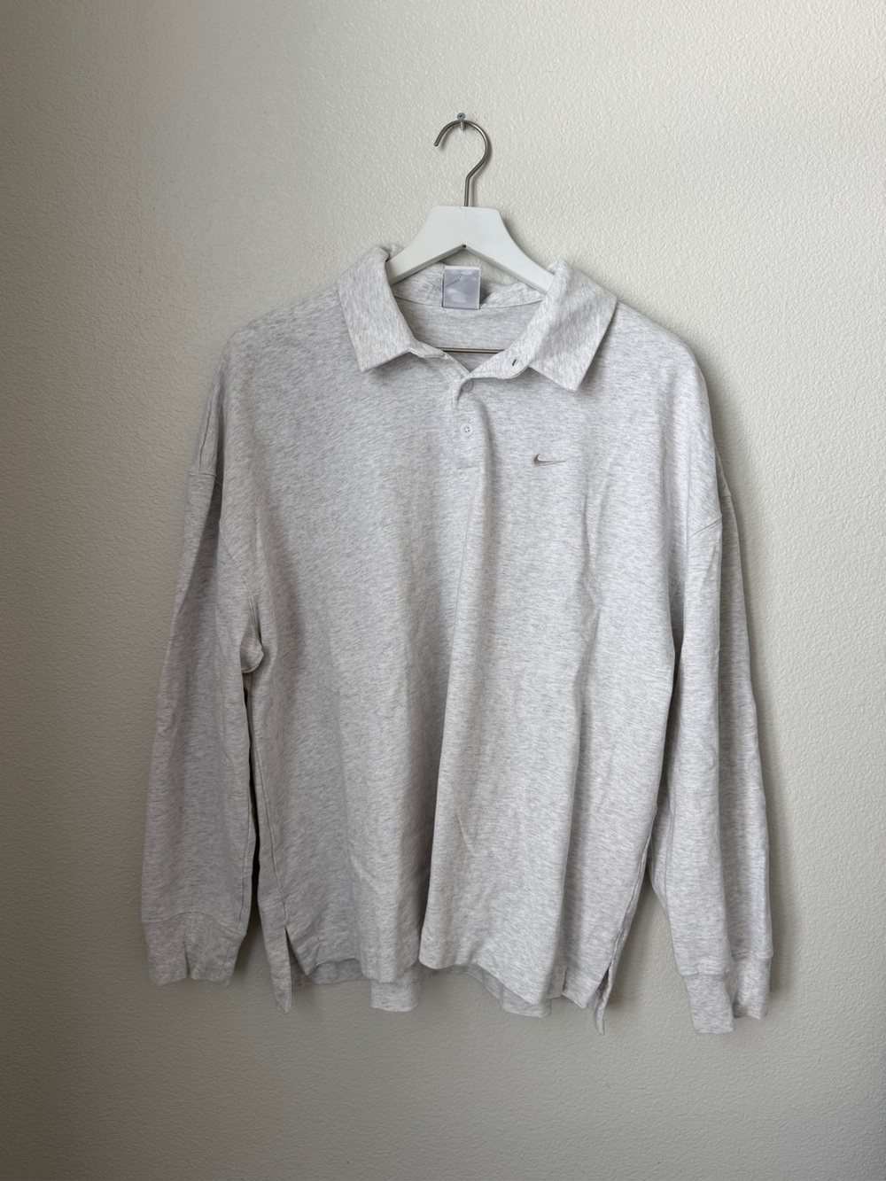 Nike heavyweight boxy long sleeve polo shirt grey